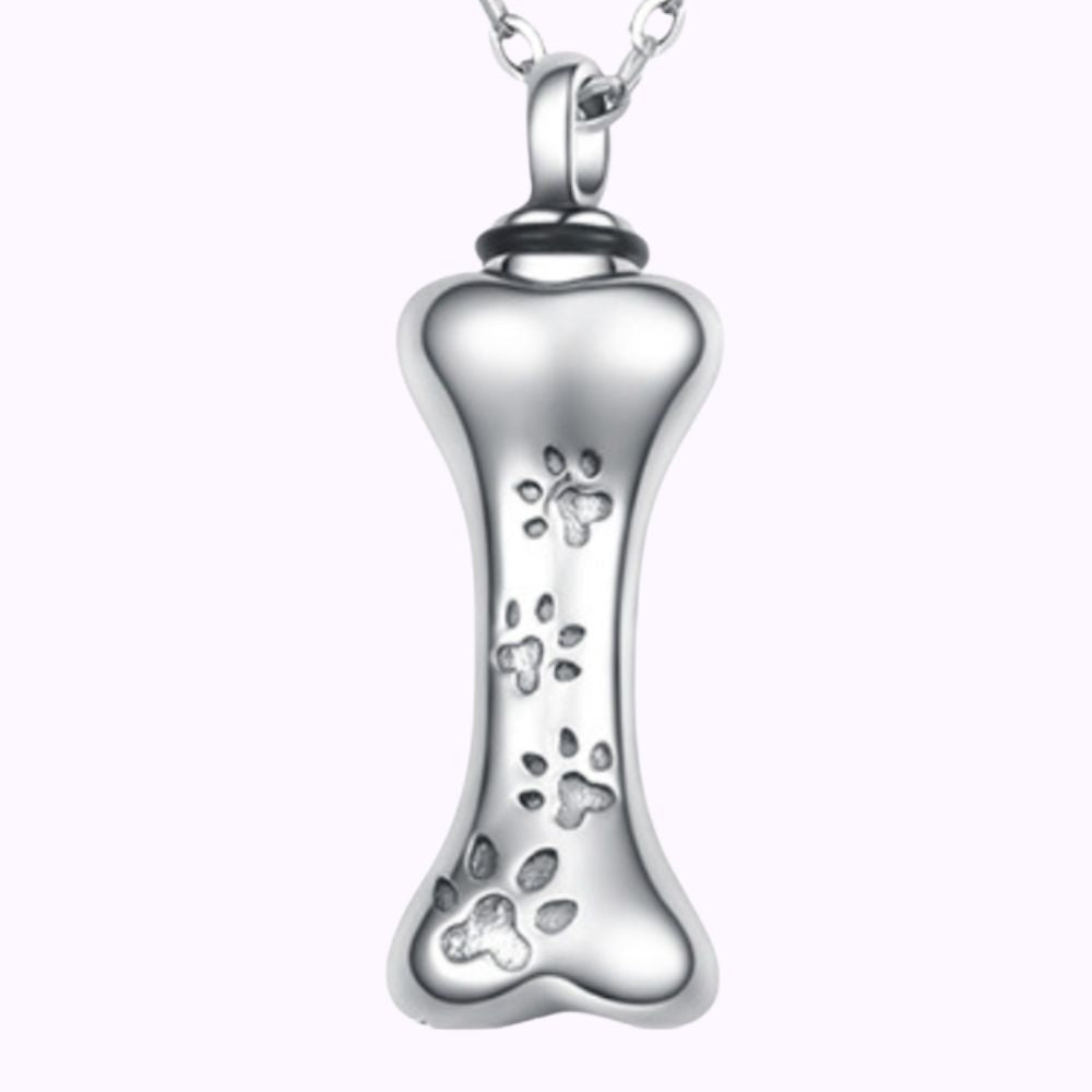 Pawprint Memory Bone Necklace Sterling Silver