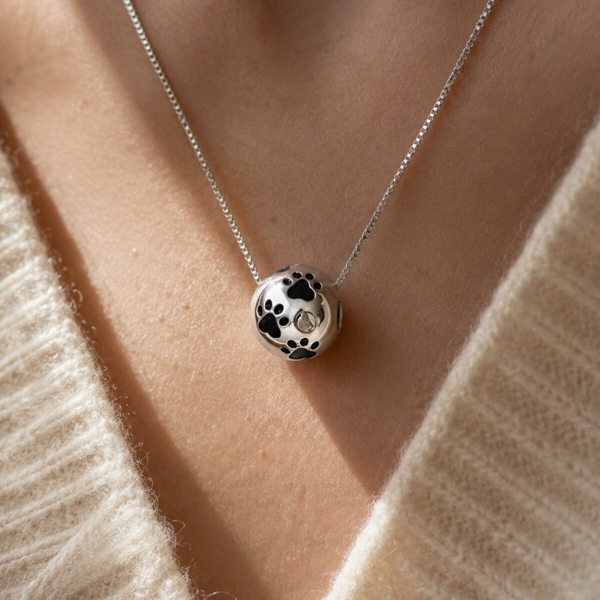Pawprint Sphere Necklace Sterling Silver