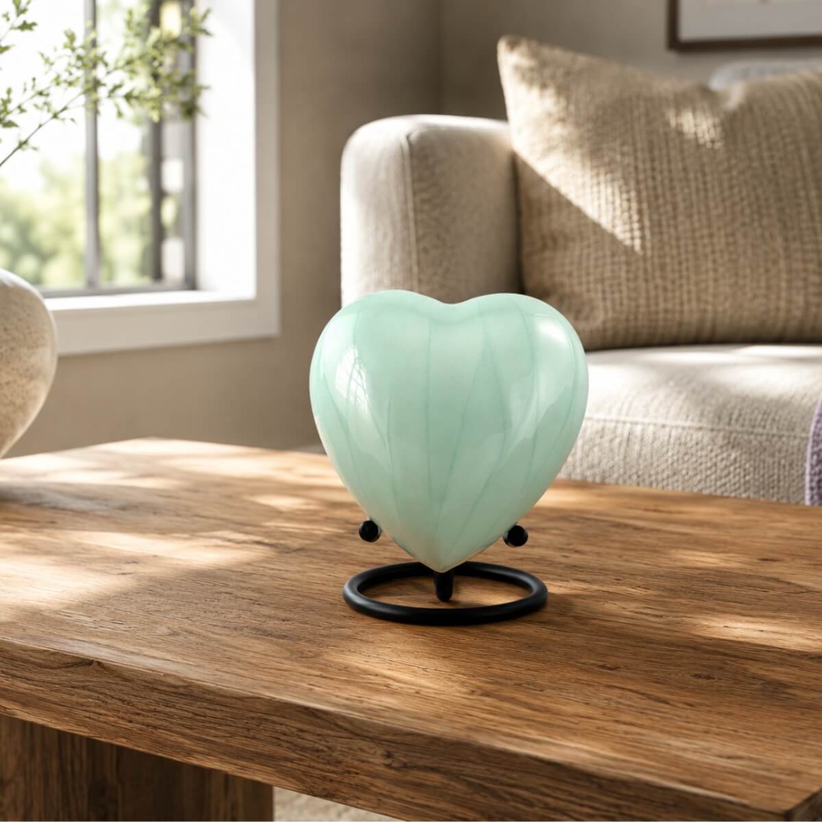Pearl Mint Heart Keepsake Urn