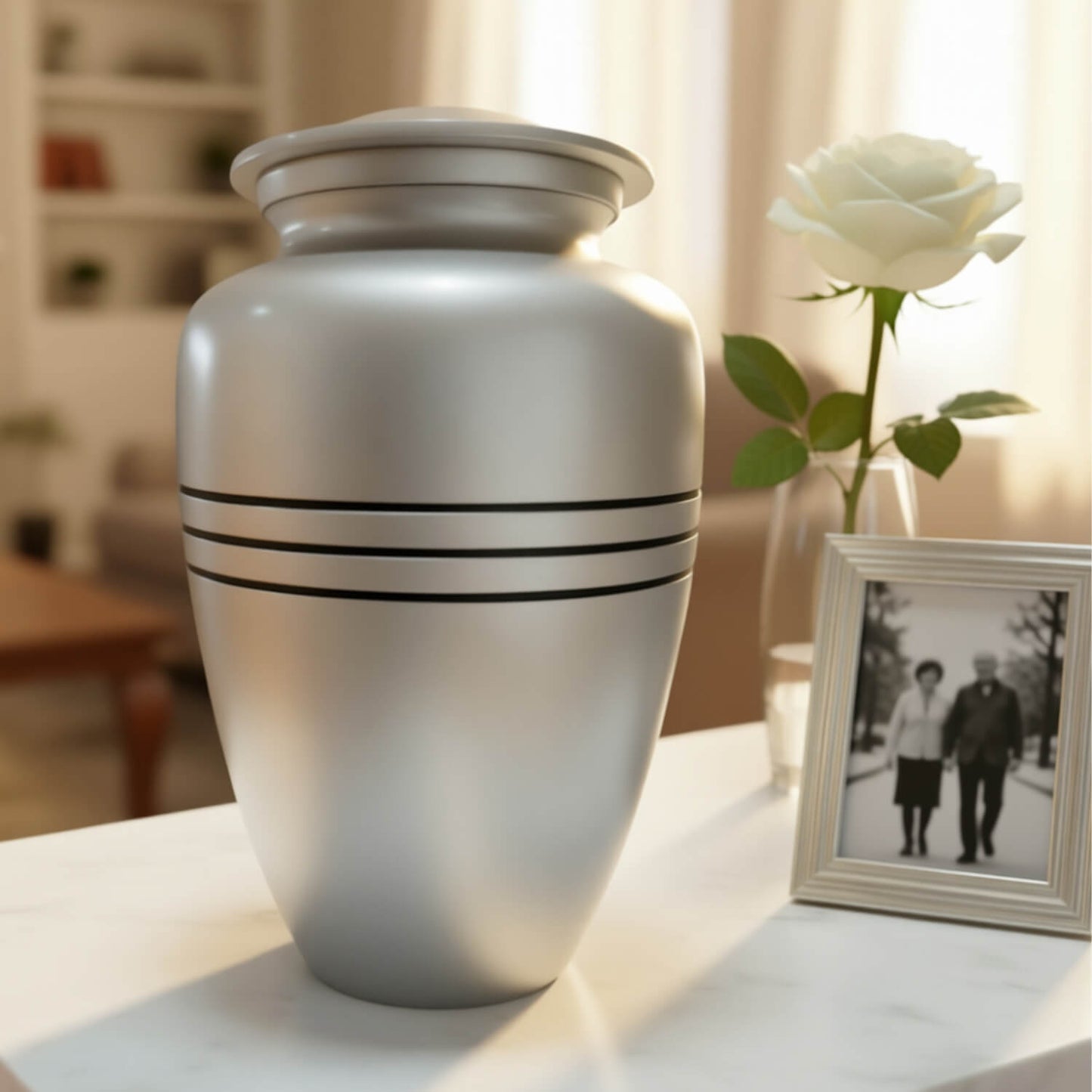 Pewter Heritage Silver Band Urn