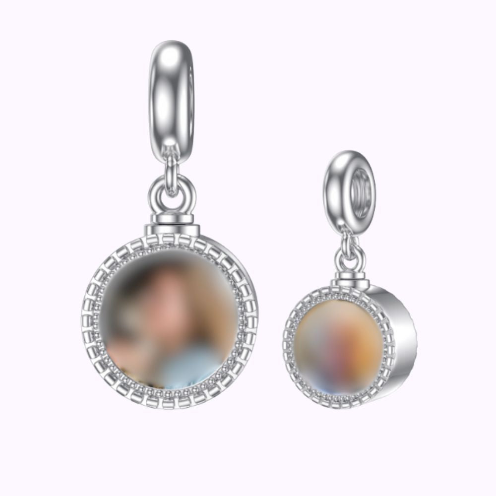 Sterling Silver Portrait Holder Circle Charm