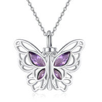 Amethyst Butterfly Ash Necklace Sterling Silver