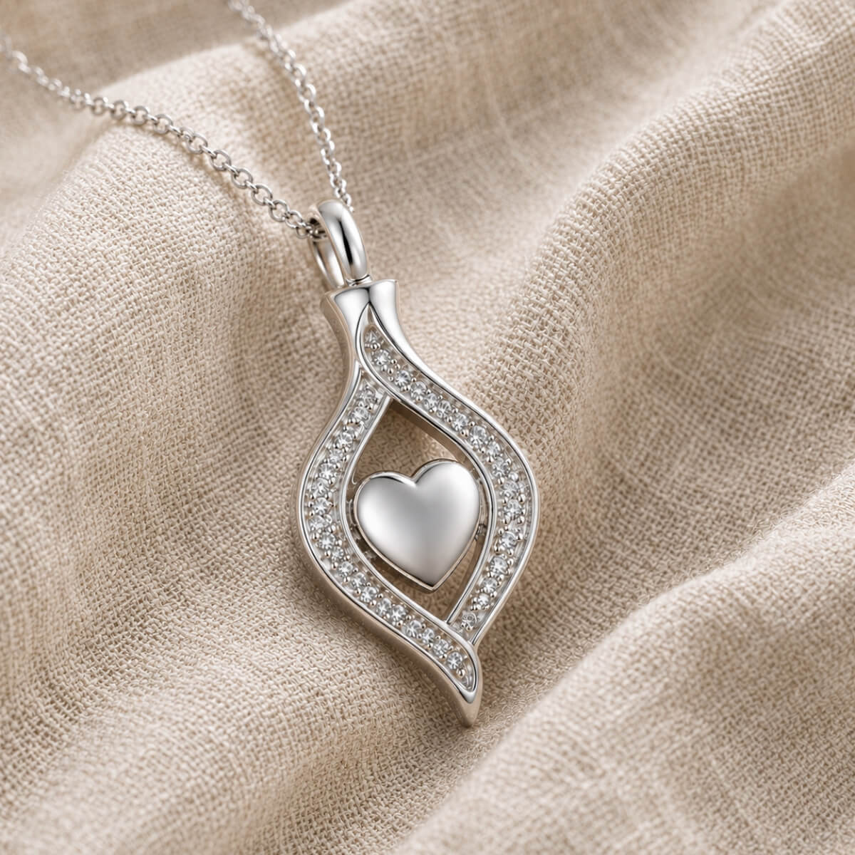 Radiant Heart Memorial Necklace Stainless Steel