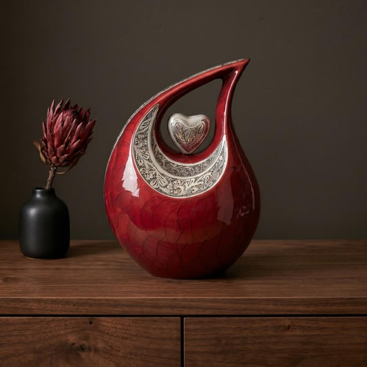 Crimson Embrace Teardrop Urn