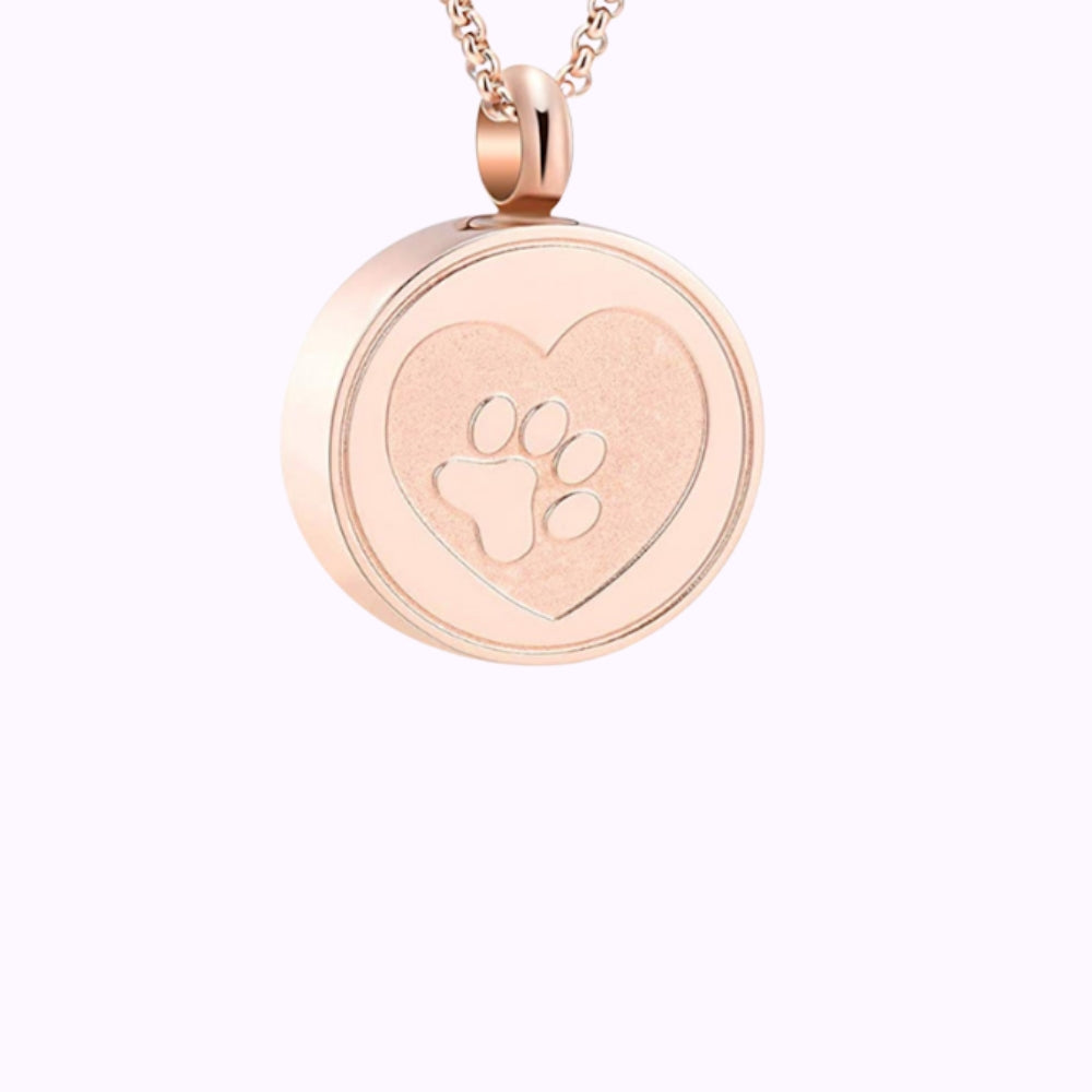Rose Gold Paw Print Pet Memorial Necklace