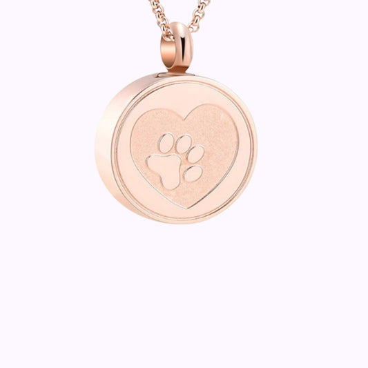 Rose Gold Paw Print Pet Memorial Necklace