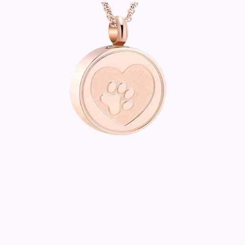 Rose Gold Pawprint Remembrance Necklace Stainless Steel