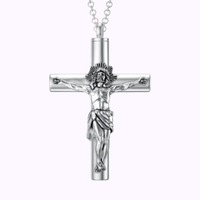Sacred Cross Crucifix Necklace Sterling Silver