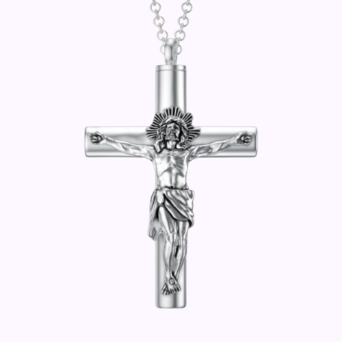 Sacred Cross Crucifix Necklace Sterling Silver