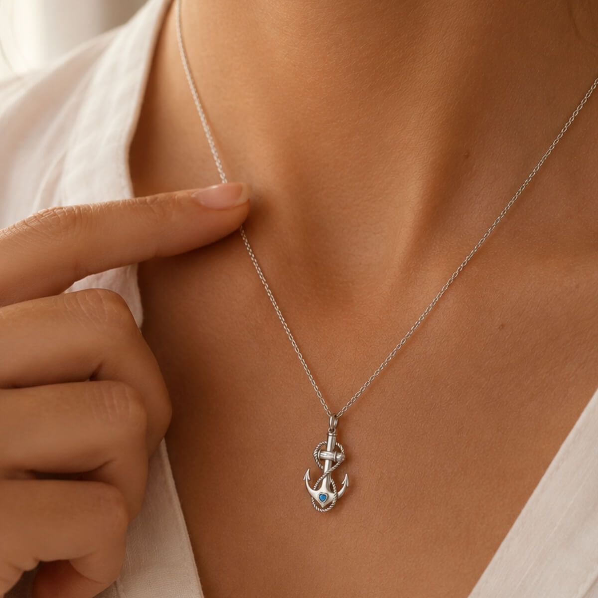 Safe Harbor Anchor Necklace Sterling Silver