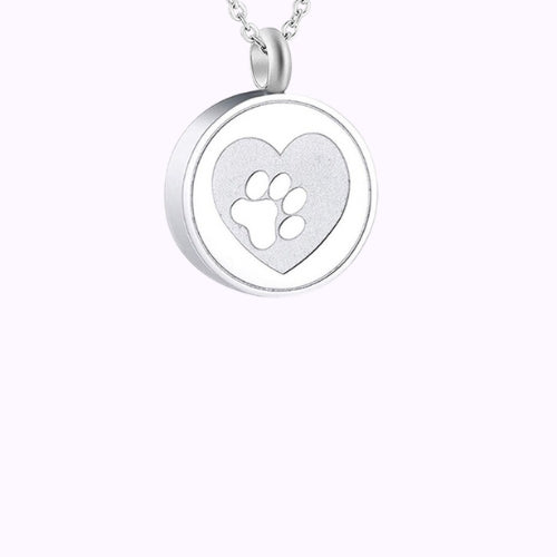Silver Pawprint Remembrance Necklace Stainless Steel