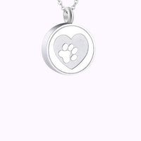 Silver Pawprint Remembrance Necklace Stainless Steel
