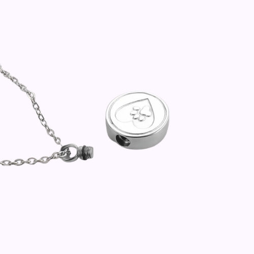 Silver Pawprint Remembrance Necklace Stainless Steel