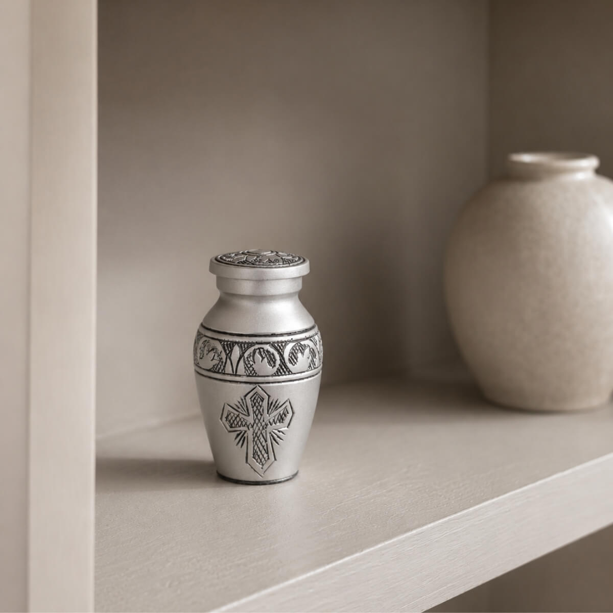 Silver Grace Cross Keepsake Urn