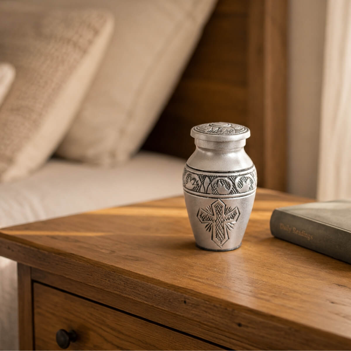 Silver Grace Cross Keepsake Urn
