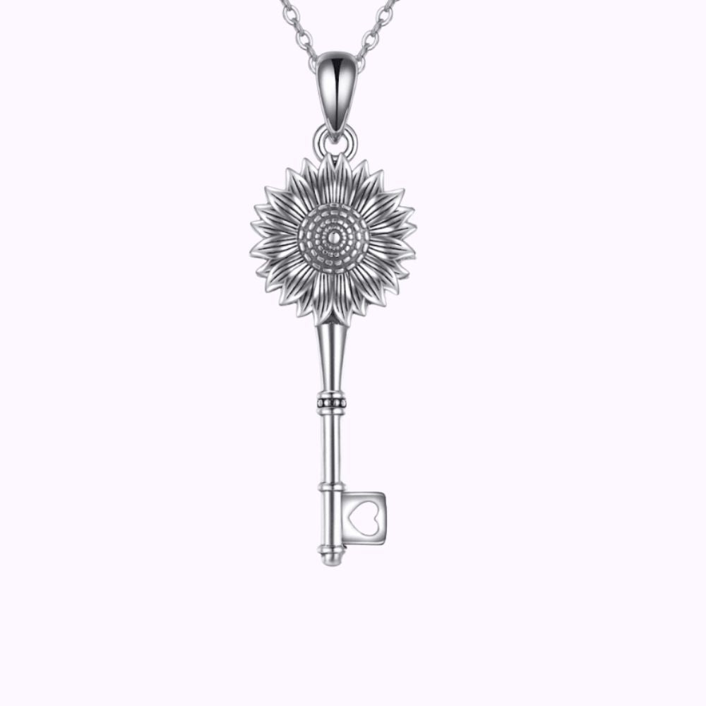 Sunlit Key of Remembrance Necklace Sterling Silver