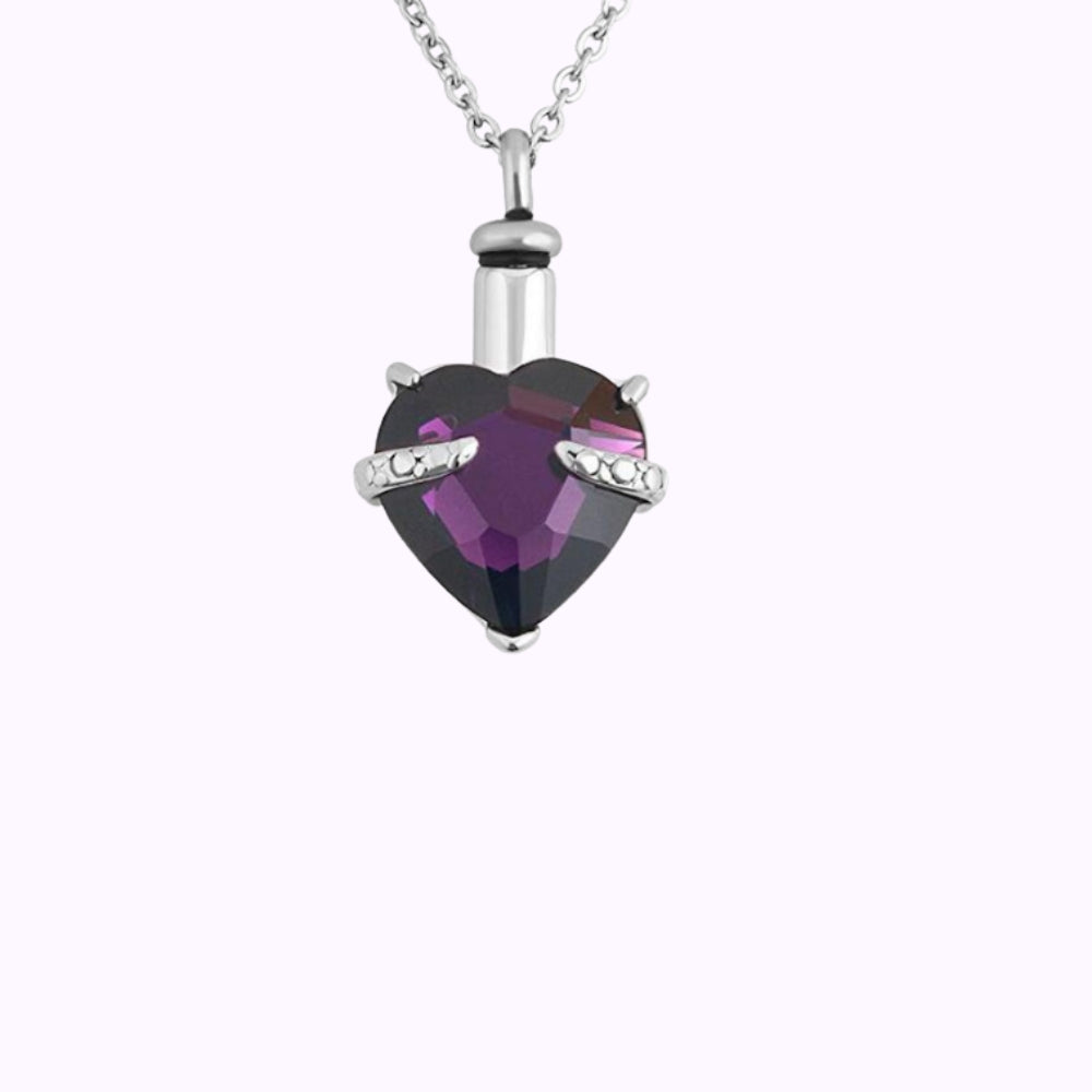 Violet Grace Heart Memorial Necklace Stainless Steel