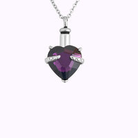 Violet Grace Heart Memorial Necklace Stainless Steel