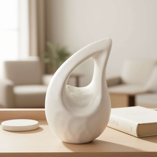 White Teardrop Mini Keepsake Urn