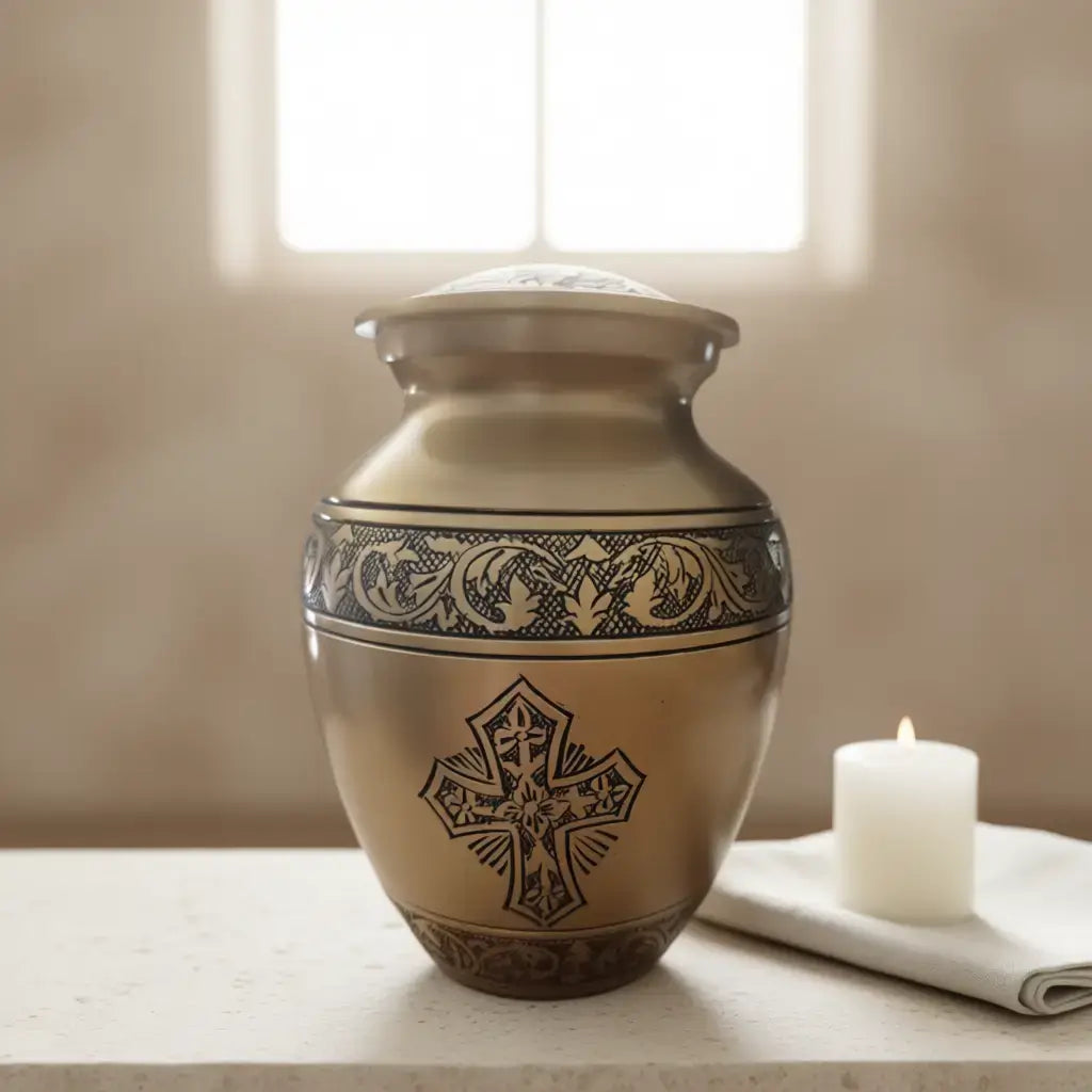 Golden Reverence Cross Child Urn