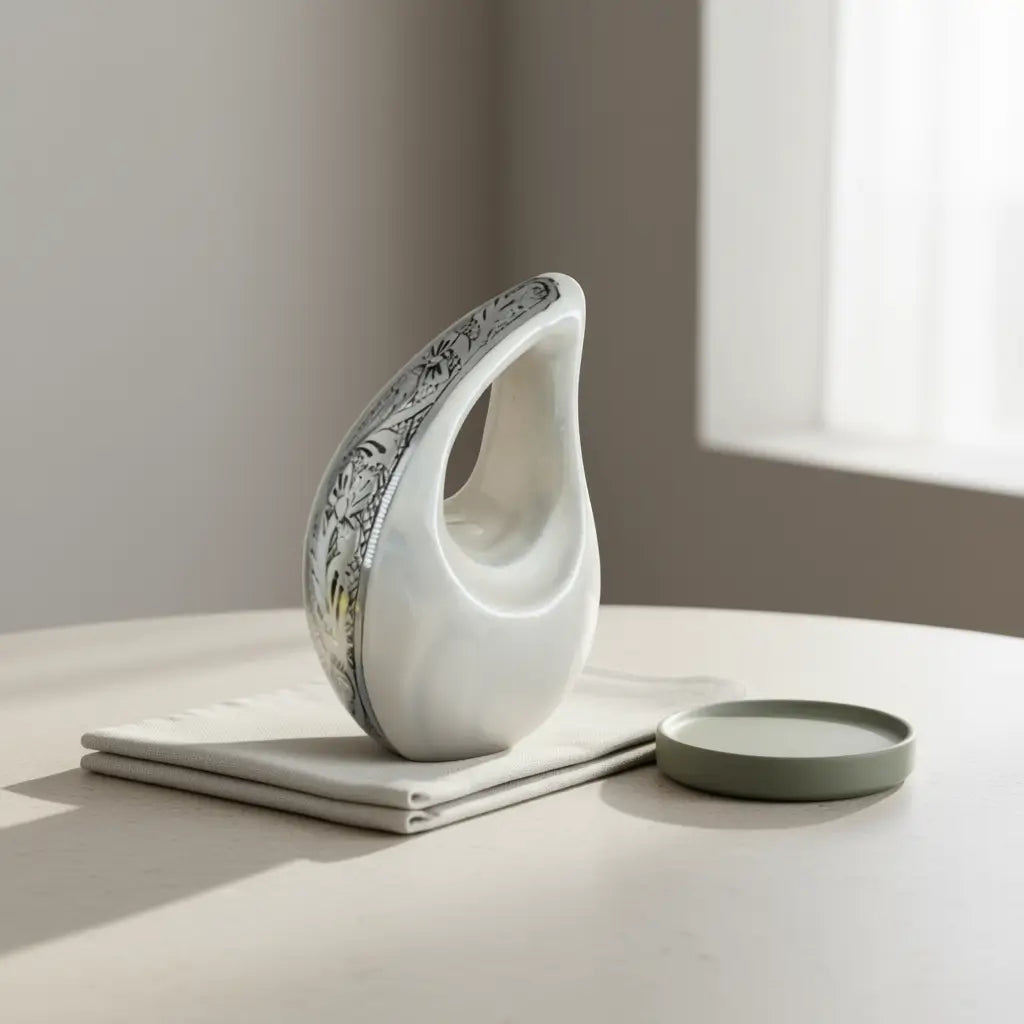 White Serenity Teardrop Urn Keepsake