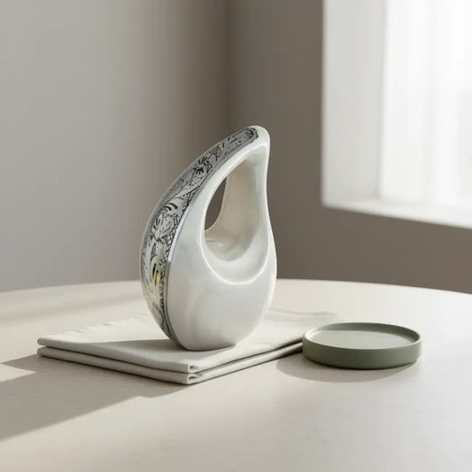 White Serenity Teardrop Urn Keepsake