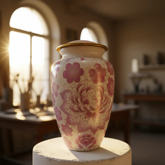 Pink Bloom Cloisonné Urn