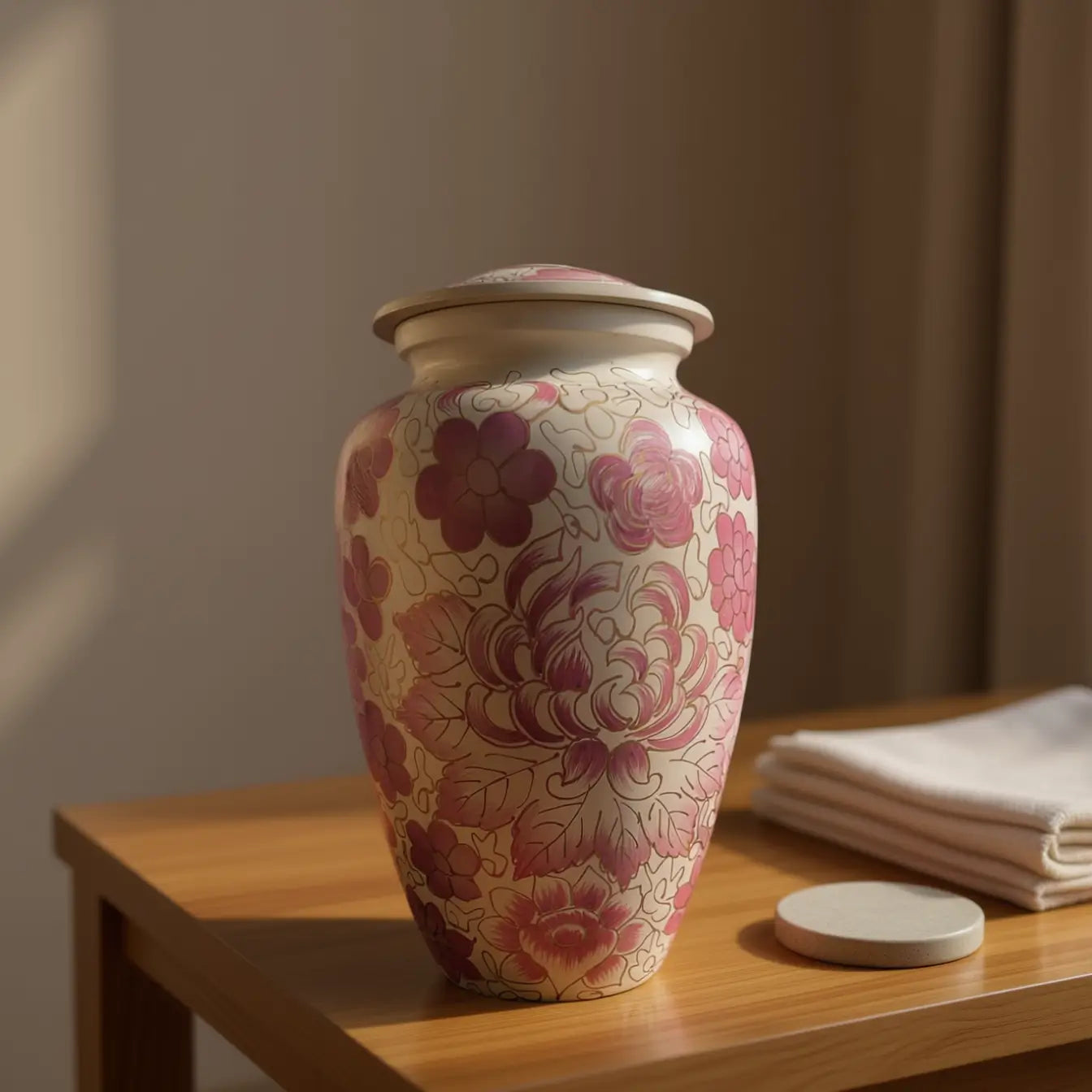 Pink Bloom Cloisonné Urn