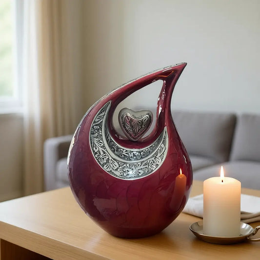 Crimson Embrace Teardrop Urn
