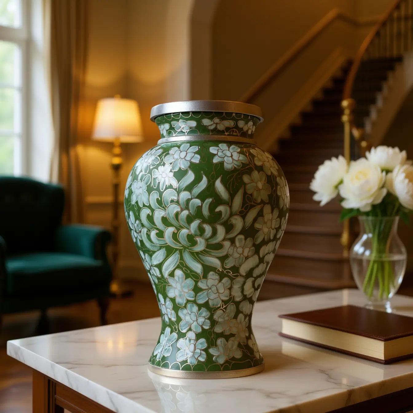 Golden Meadow Cloisonné Cremation Urn