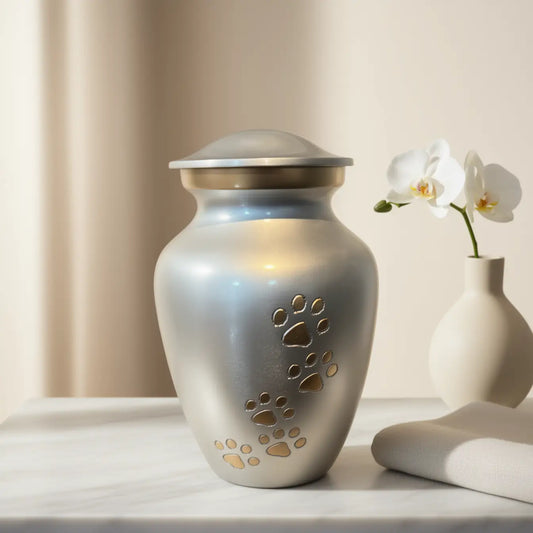 Heavenly Paws Silver Pet Urn