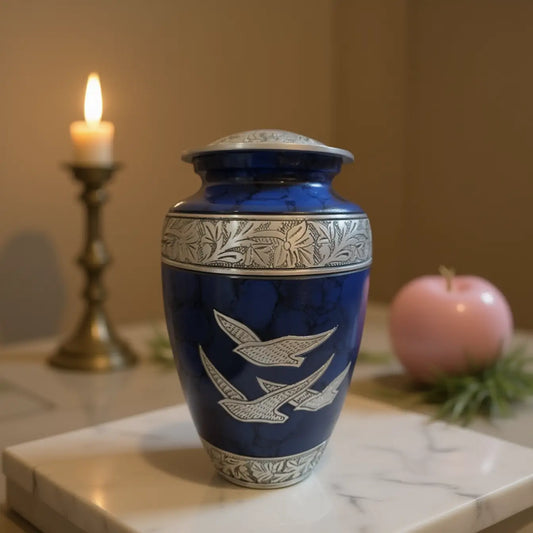 Celestial Flight Sapphire Blue Urn