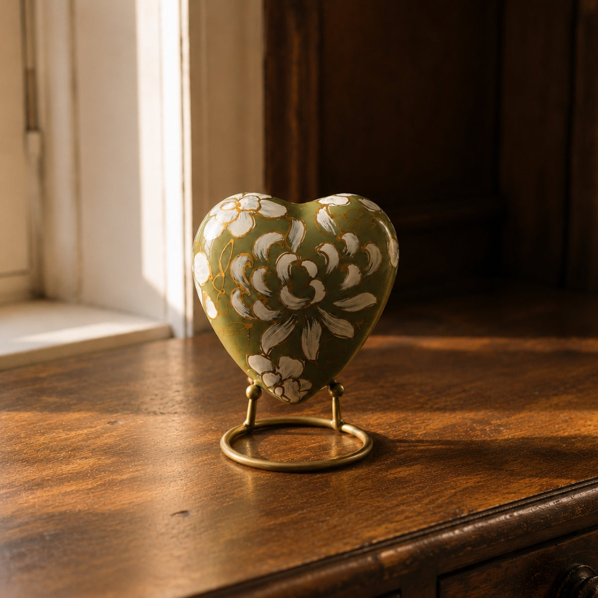 Golden Meadow Heart Cloisonné Keepsake Urn