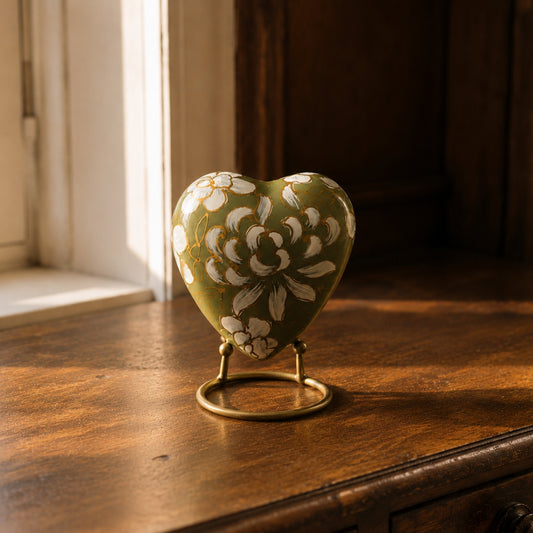 Golden Meadow Heart Cloisonné Keepsake Urn