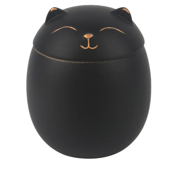 Black Ceramic Cat Urn