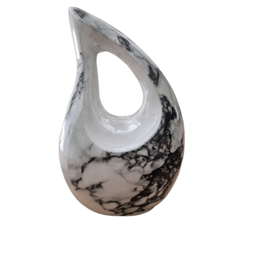 White Marble Teardrop Keepsake Urn